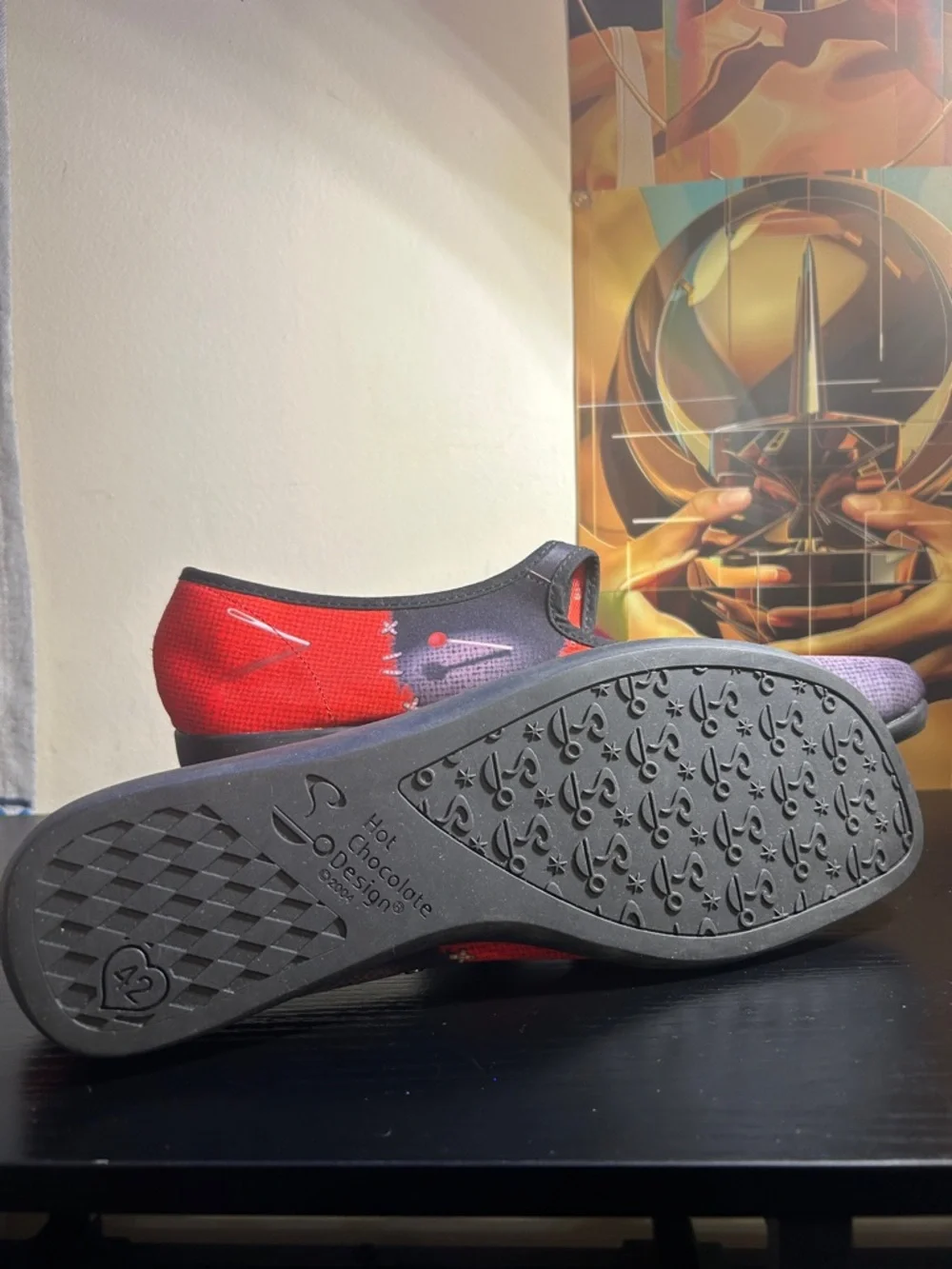 SALE✈️Dark Chocolate Design: Women’s Red & Black Character Mary Jane Flats~NWT’s - Picture 2 of 9